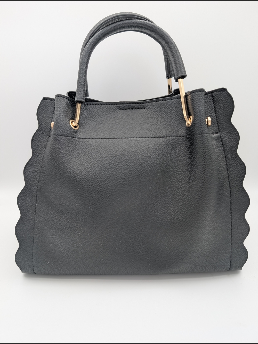 Black Scalloped Tote Handbag - Unbranded